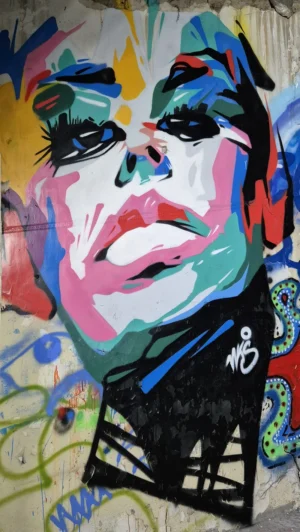 nks_abstractface7 woman abstract rosa graffiti