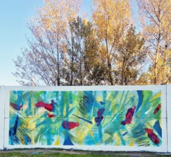 MURALES 15 Mural exterior graffiti Hojas verdes